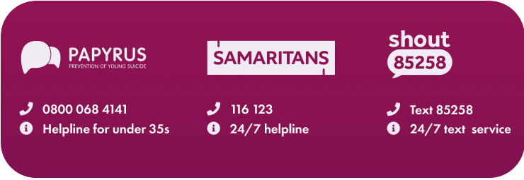 an image showing suicide support helplines